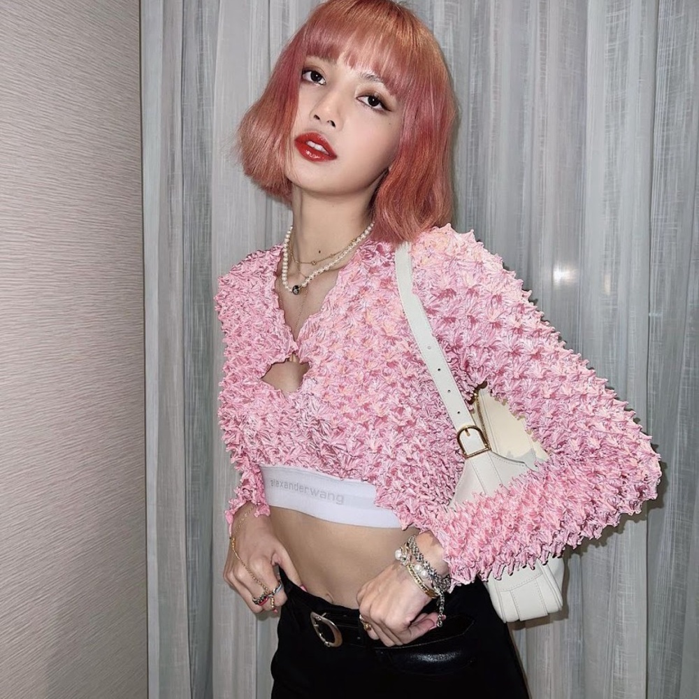 Alexander Wang Cropped Snap Front Shibori Cardigan Pink Textured Top (S)